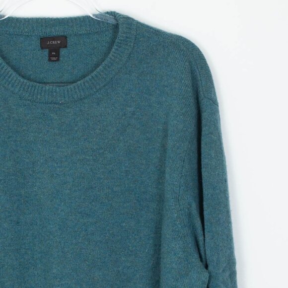 J. Crew Mens Crewneck Supersoft Lambs Wool Sweater Green Size XL Classic Preppy - Picture 2 of 6
